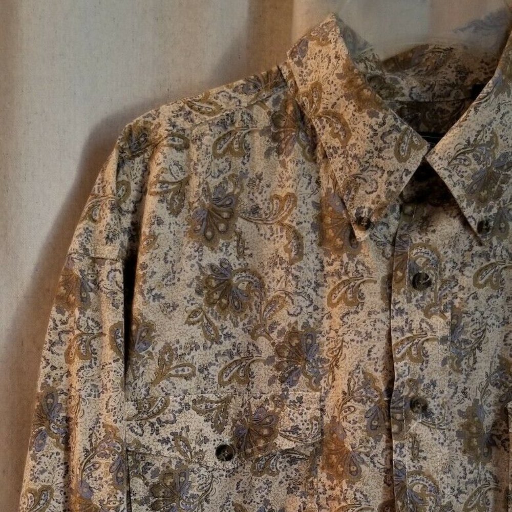 Roper  Paisley Western Shirt Size XL Blue Green